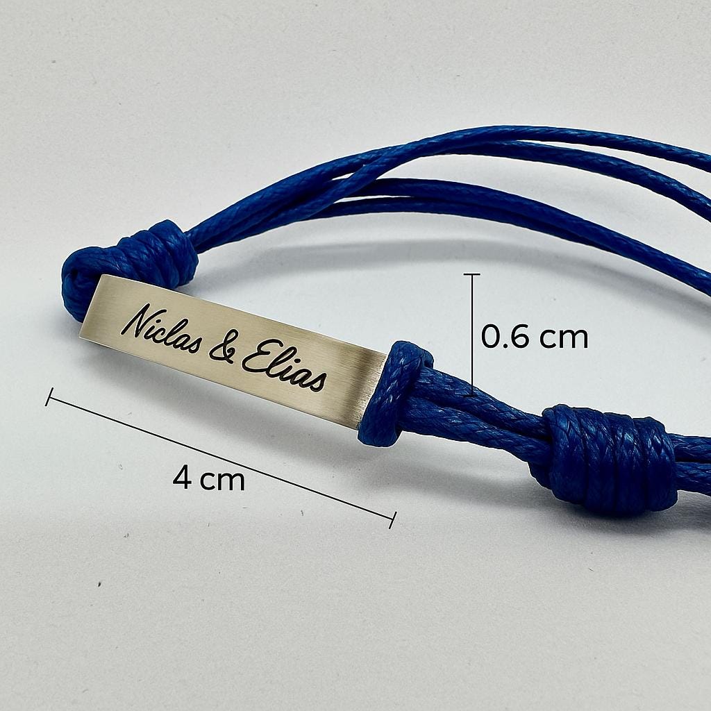 Personalisiertes Armband mit Gravur | Edelstahl mit Kordel – Geschenk für Männer & Frauen