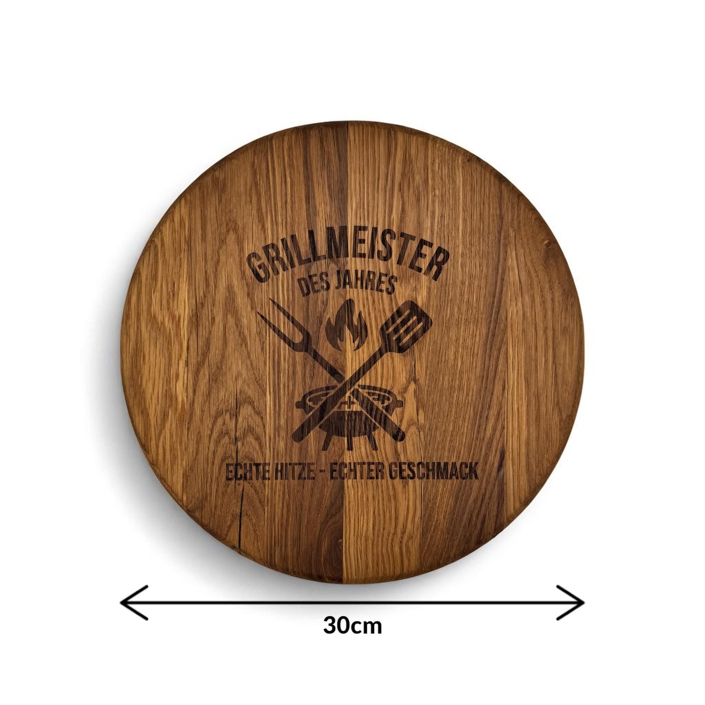 Eichenholz-Schneidebrett „Grillmeister des Jahres“ – graviert & personalisierbar