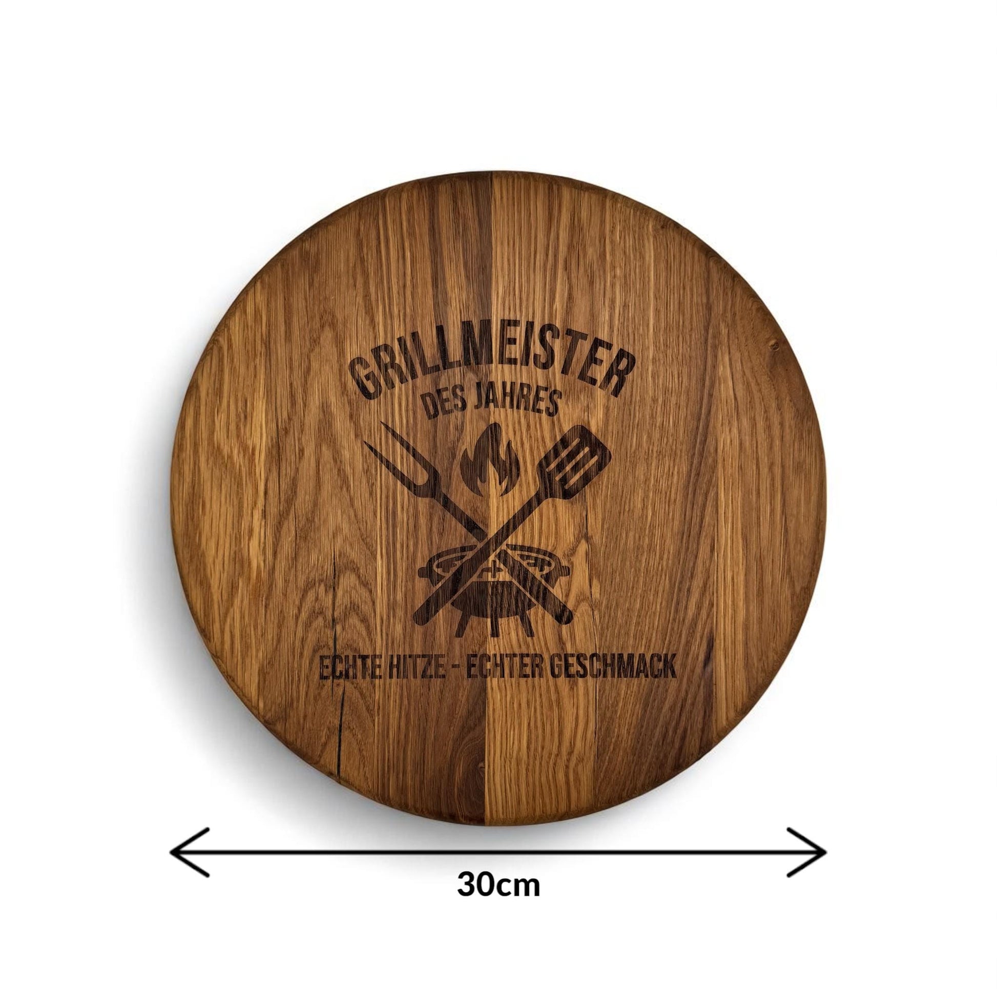 Eichenholz-Schneidebrett „Grillmeister des Jahres“ – graviert & personalisierbar