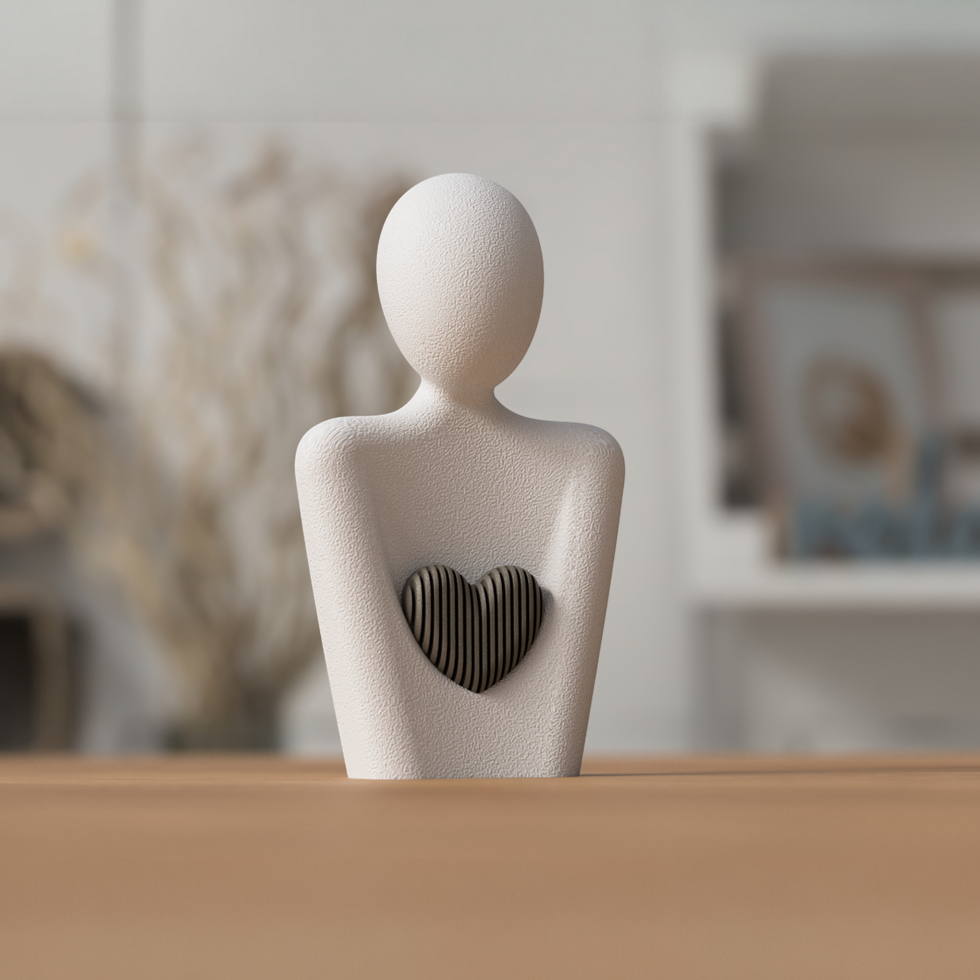 Muttertagsstatue · Herzfigur · 3D gedruckte Dekoskulptur