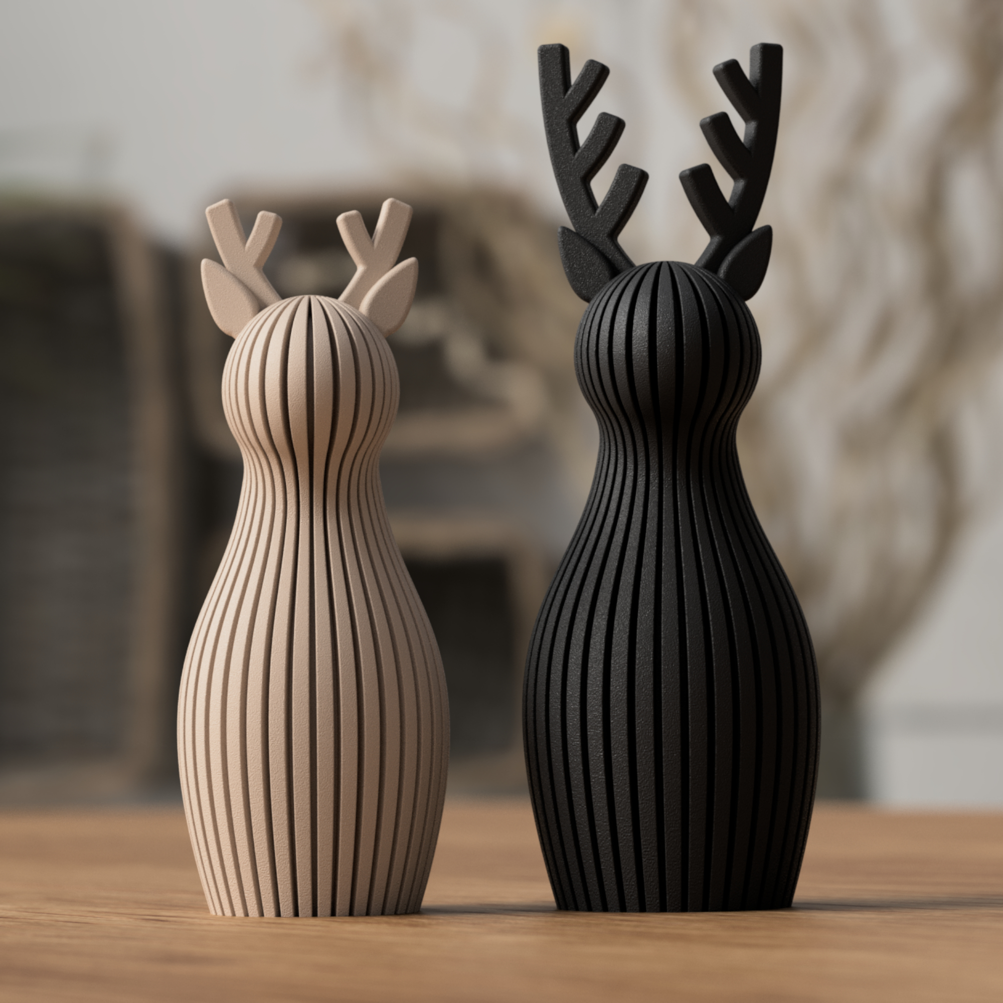 Rentier Figur · Japandi Weihnachten · Minimalistische Winterdeko