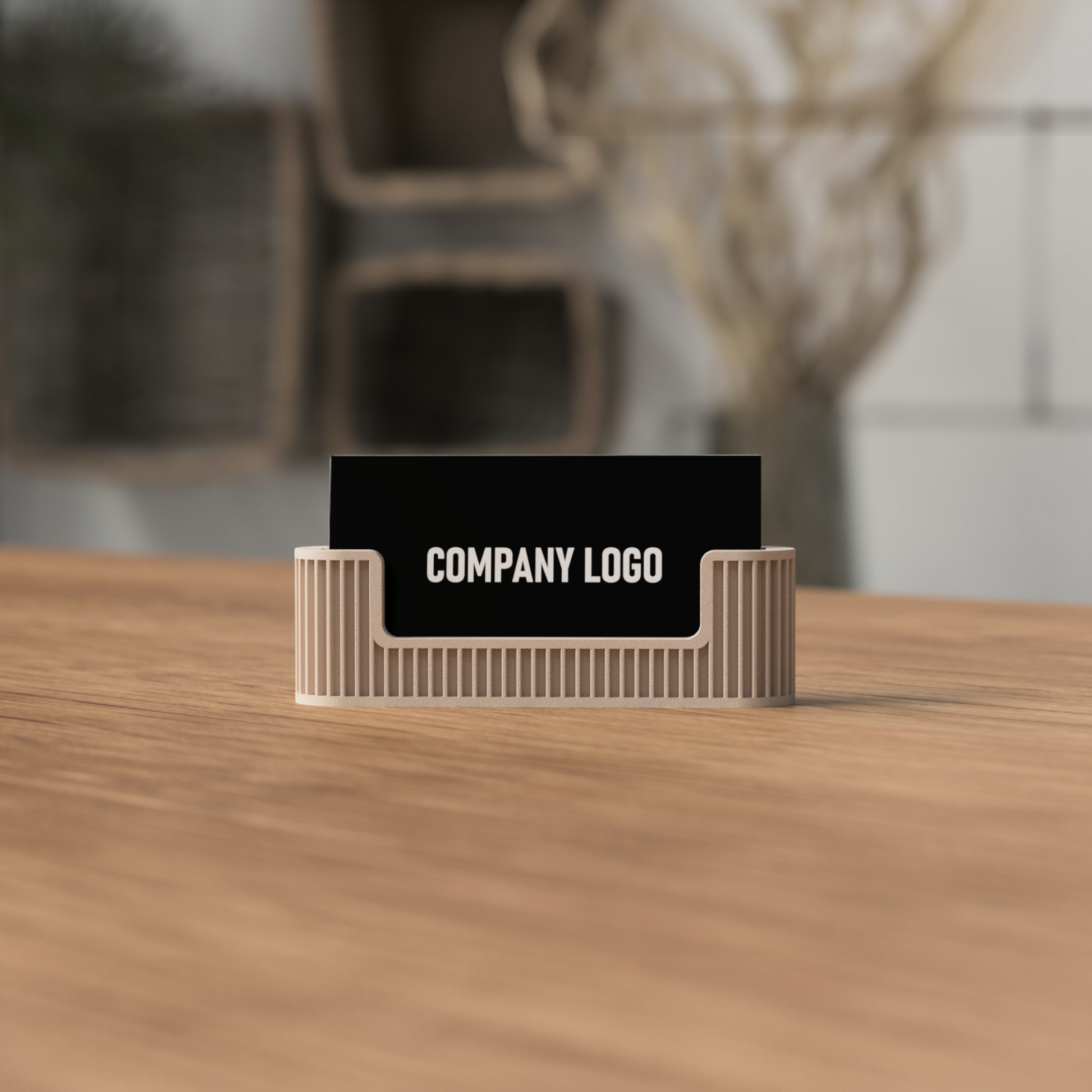 Visitenkartenhalter · Japandi Design · 3D gedruckte Schreibtisch-Deko